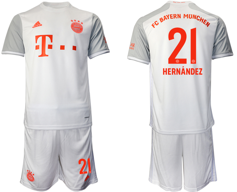 Men 2020-2021 club Bayern Munich away #21 white Soccer Jerseys->bayern munich jersey->Soccer Club Jersey